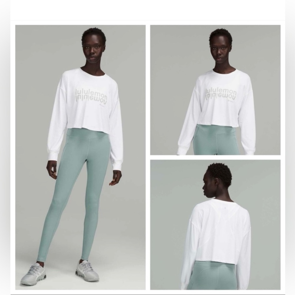 White crop top lululemon long sleeve